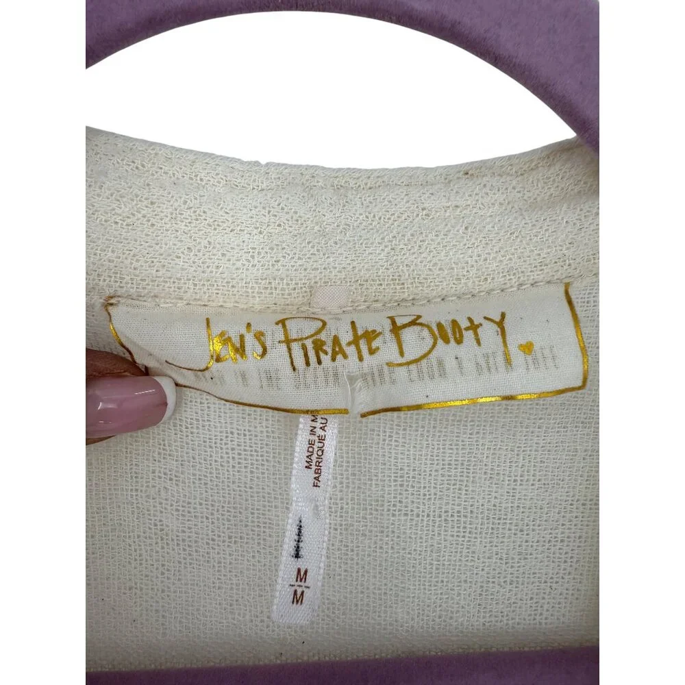 Free People Bell Sleeve Cream Romper Playsuit S| Boho Coastal Cowgirl Whimsigoth - Picture 16 of 16